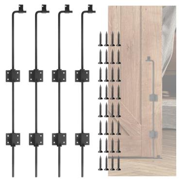 Imagem de Ohiyoo Haste de queda de portão de cana resistente de 61 cm, pacote com 4 travas de aterramento para portão preto para cerca de madeira, portões de metal, portas duplas, pino de queda de portão (61 cm