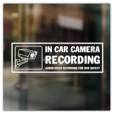 Imagem de (4 peças) Adesivo de gravação para câmera de carro, aviso de segurança, aviso de segurança para veículo, táxi, caminhão, janela, painel de porta, à prova d'água, durável, uso interno e externo 15 x 5