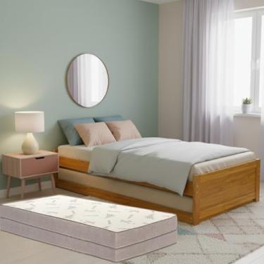 Imagem de Cama Solteiro De Madeira Maciça Com Colchão D33 Estrutura Firme E Estilo Atemporal (Imbuia)