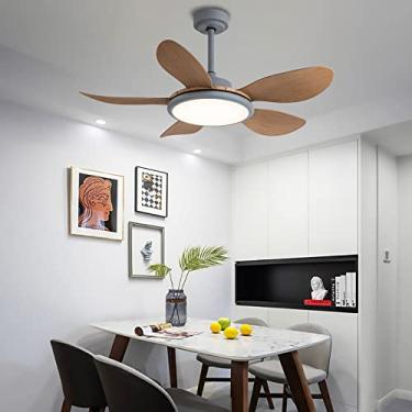 Imagem de Ventilador de teto de 36 "com luz e controle remoto Ventiladores de teto reversíveis com motor DC regulável de 6 velocidades com lâmpadas 36W LED moderno ventilador mudo luz de teto para qua