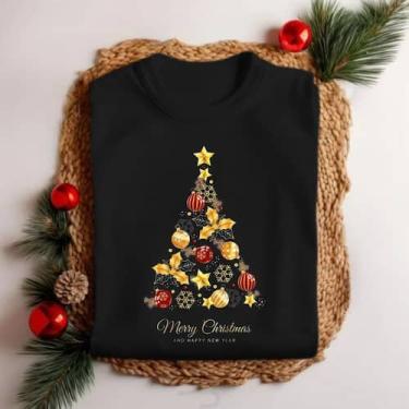 Imagem de Camiseta Unissex Natal Árvore de Natal Festa Personalizada Elegante Es