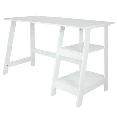 Imagem de Mesa Escrivaninha Gamer 2 Pateleiras 120 cm MC190 Branco Dtall