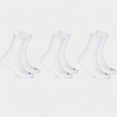 Imagem de Kit 3 Pares Meia Hoahi Cano Médio Unissex - Branco, 33/38
