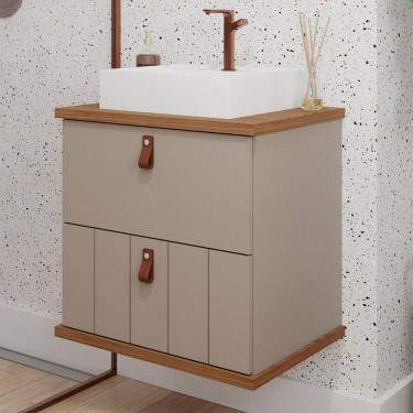 Imagem de Armário de Banheiro Milano 60 Cm 1 Porta e 1 Gaveta 100% Mdf Cappuccino/Freijó - Mgm Móveis