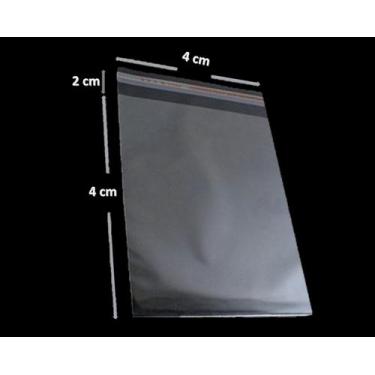 Imagem de Saco Adesivado Plástico Transparente 4x4+2cm Com 100 Unidades - JC