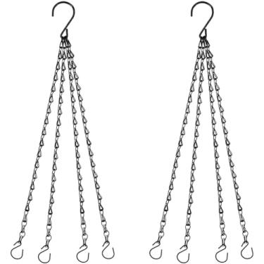 Imagem de 2 cestos pretos de 58,4 cm, correntes para pendurar plantas, vasos de flores, alimentadores de pássaros, lanternas de substituição para quadro de avisos, montagem na parede, jardim, varanda, quintal