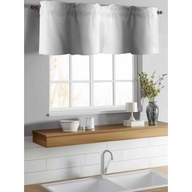 Imagem de Cortina Valance Branco Cinza Gradiente 2 Cortinas de Janela Pequena Cortina Filtro de Luz Sanefa para Sala de Estar Quarto 7,6 cm Bolso de Haste Sanefa para Janela 106,7 cm x 30,5 cm C