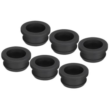 Imagem de 6 peças de encaixe com ilhós de borracha diâmetro 26 mm ID 21 mm vedação anti-arranhões para caixa elétrica cabo tubo preto