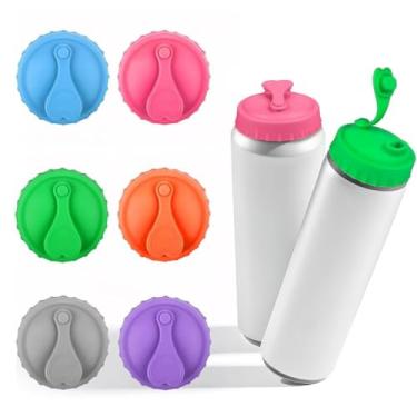 Imagem de Tampas de silicone reutilizáveis para latas de refrigerante e cerveja, pacote com 6 capas sem BPA