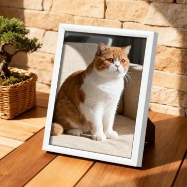 Imagem de Porta-retratos de 15 x 20 cm com borda fina para fotos de família, suporte de plástico clássico e moderno para decoração de casa e escritório (branco)