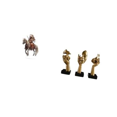 Imagem de Vaveren Ornamento de Cavaleiro Acrílico, Peça Central de Mesa, Presente à Prova D'água, Decoração de Mesa com Base de Resina, Estátuas de Pensador, Artesa