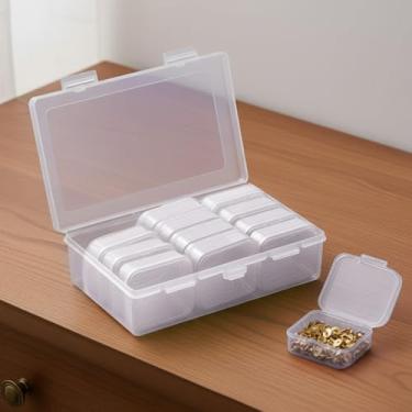 Imagem de Caixa de armazenamento portátil de joias com 12 mini recipientes, estojos de armazenamento de plástico transparente para organizador de contas de joias de viagem