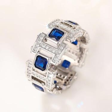 Imagem de Anéis de noivado de zircônia cúbica banhados a prata, alianças de compromisso, festas noturnas, presentes de dia dos namorados, alianças de eternidade para mulheres, 8, Cobre, Sem pedra preciosa