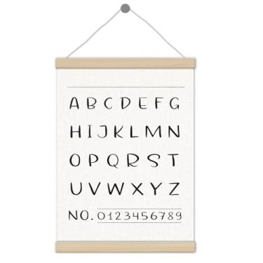 Imagem de Alfabeto Números 0-9 Moldura para pôster de sala de aula 30 x 40 cm, decoração de parede de sala de aula, decoração de parede educacional minimalista para sala de jogos, jardim de infância, sala de