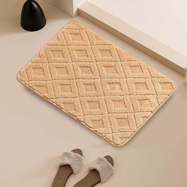 Imagem de 1 peça de tapete interno/externo - antiderrapante super absorvente para entrada e banheiro, lavável na máquina design discreto - amarelo 14,96 x 22,83