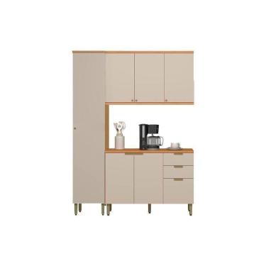 Imagem de Kit De Cozinha Completa 3 Peças Selene (1balcão+1aéreo+1paneleiro) Cp23 Jequitiba-off White Fosco - Linea Brasil