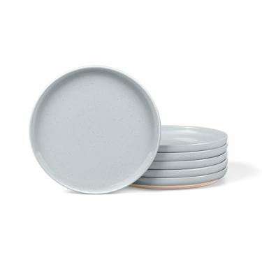 Imagem de LIANYU Conjunto de 4 pratos de jantar de grés, pequenos pratos redondos de cerâmica para sobremesa, conjunto de pratos de salada para cozinha, forno, micro-ondas e lava-louças, resistente a arranhões