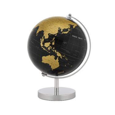 Imagem de Globo Terrestre Político Giratório, Design Preto e Dourado, Base Metálica, Decorativo e Educativo para Escritório e Casa