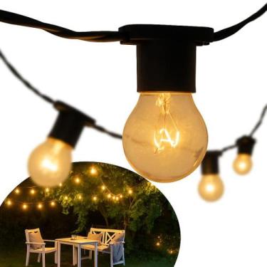 Imagem de Varal de Luzes Preto 40 Metros Com Lâmpadas Amarelas Transparentes 220