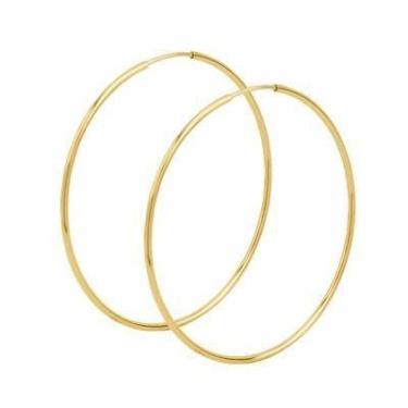 Imagem de Brinco Argola Redonda Grande 6cm Ouro 18k 750 - DR Joias