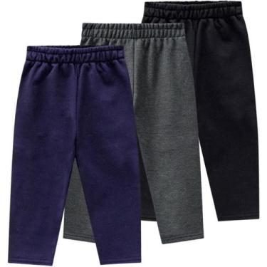 Imagem de Kit 3 Calças Moletom Bebê Unissex Flanelada sem punho Kyly 1 ao 3, 1-B