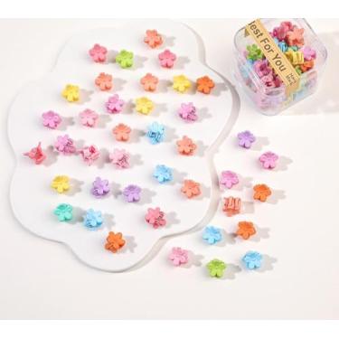 Imagem de 40 peças de grampos de cabelo para mulheres – Mini grampos de garra em forma de flor, lindas garras coloridas para penteados grossos finos médios finos, acessórios de cabelo de plástico durável para