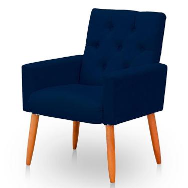 Imagem de Poltrona Para Sala Reforçada Confortável íris Suede Cor Azul Marinho