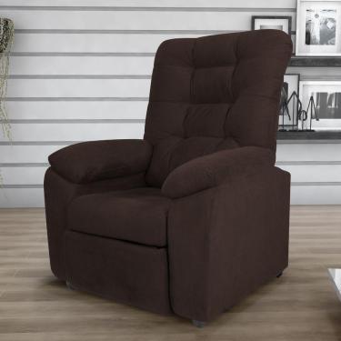 Imagem de Poltrona Reclinável Almofadada Luka Veludo Light Marrom