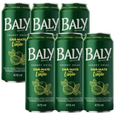 Imagem de Baly Chá Mate com Limão Energy Drink - Pack com 6 Latas de 473ml - Bebida Energética Gaseificada com Taurina e Cafeína