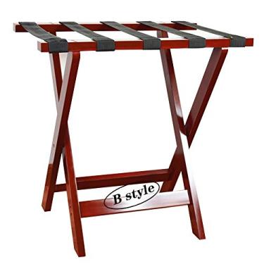 Imagem de Bagageiro Suporte de mala Prateleiras domésticas dobráveis quartos de hotel roupas de madeira maciça armários de chão fáceis de instalar, 4 cores, 3 tamanhos (cor: branco, tamanho: 60 x 45 x 60 cm) (B