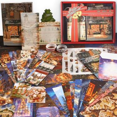 Imagem de VILOOK Kit de scrapbook de Natal, festival de ano novo, kit de diário de lixo para fazer cartões, papelaria, caderno, kit de scrapbook de estética fofo, presente de Natal para adolescentes, adultos