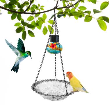 Imagem de Alimentador de pássaros ao ar livre - Banhos de pássaros para atividades ao ar livre | Bebedouro decorativo fácil de limpar à prova de ferrugem para janela, quintal, jardim, corrimão, varanda, cerca