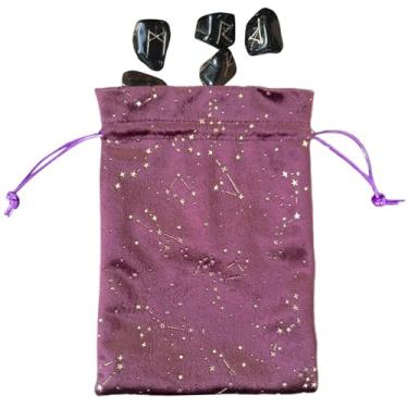 Imagem de Bolsa de presente de mão, pequeno recipiente de armazenamento de runas de tarô | Bolsa macia com cordão para Oracle Decks, runas, dados, joias, cristal, brincos, colar, perfeita para entusiastas de
