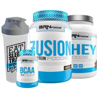 Imagem de Kit Fusion Protein + Whey Foods + Bcaa + Coqueteleira - Brn Foods