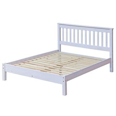 Imagem de Cama de Casal de Madeira Branco Lavado - Pense Dentro da Caixa