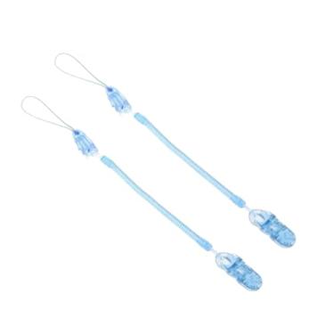 Imagem de Prendedor de Chupeta Universal para Bebê com Mola Extensível até 70cm, Fecho Removível, Evita Quedas e Perdas, Kit com 2 Unidades, Compatível com Chupetas MAM Avent Nuk (Azul e Azul)