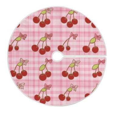 Imagem de Blueangle Saia de árvore de Natal com laço de cerejeira de 89,9 cm - poliéster macio e resistente a rugas, decoração de férias para festas de Natal, árvore festiva e decoração de casa (744)