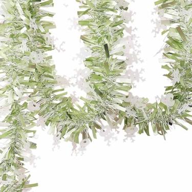 Imagem de Vaveren Guirlanda de Natal com enfeites brilhantes, decoração para árvore de Natal, guirlanda decorativa de alce de 1,8 m para teto, corrimão e lareira.