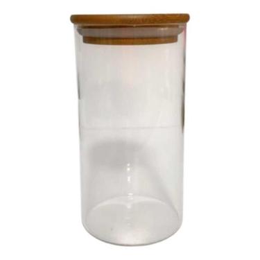 Imagem de Pote de vidro Liso Redondo C/tp Hermetica de Madeira /Bambu 300ml - Co