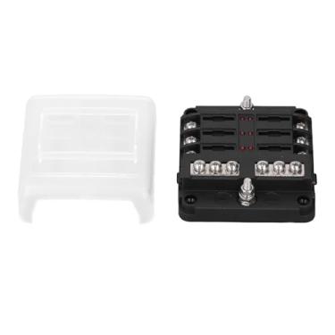 Imagem de Fafeicy Bloco de Fusíveis de 6 Vias Com Indicador LED e Barramento Negativo, Material PBT à Prova de Fogo para Veículos 12V 24V, Fácil de Instalar e Organizar Cabos de Circuito Com Adesivos de