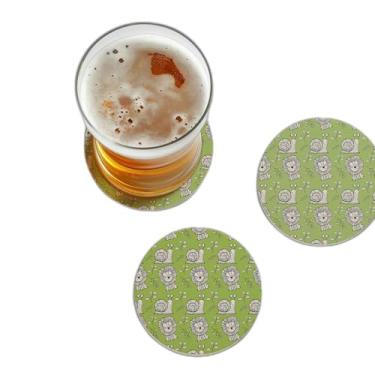 Imagem de Porta Copos Personalizado Ilustração Animais Bonitos Caracol e Leão - Tamanho 9x9 cm