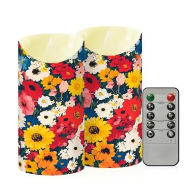 Imagem de Wassud Margaridas vibrantes velas sem chama com controle remoto, velas realistas cintilantes com temporizador, velas decorativas para Natal, casamento, festa, decoração de casa média