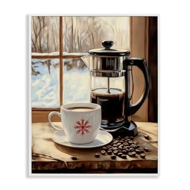 Imagem de Stupell Industries "Winter French Press Coffee", arte giclée emoldurada, branca, 28 x 35 cm