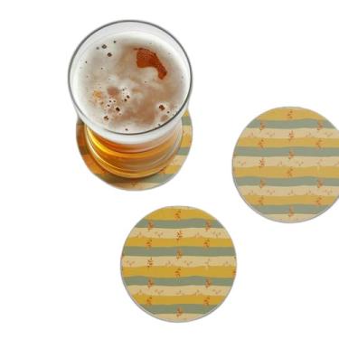 Imagem de Porta Copos Personalizado Folhas Orgânicas Com Design Botânico Simples - Tamanho 9x9 cm