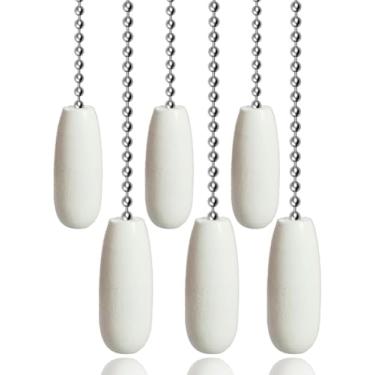 Imagem de Aceple Pacote com 6 extensores de corrente para ventilador de teto, correntes de extensão de pingente decorativo de madeira de 30,5 cm, ornamento extensor de cabo de ventilador de bola com contas