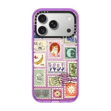 Imagem de CASETiFY Capa Impact para iPhone 17 Pro [fina/compatível com Magsafe/2,5 m. Proteção contra quedas de grau militar 4X] - Coleção de carimbos - Glitter Roxo