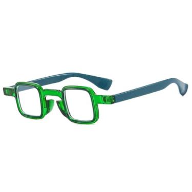 Imagem de Óculos de Sol Pequenos e Modernos Femininos com Lentes Transparentes Degradê e Proteção UV400, Estilo Retrô Masculino, Duas Cores (Verde e Transparente)