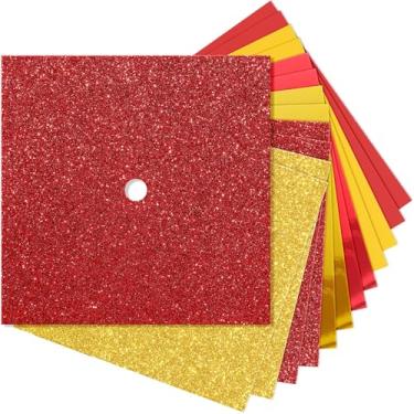 Imagem de Gersoniel 12 folhas de papel de construção para decoração de bonés de formatura, 25,4 cm x 25,4 cm cores glitter cartolina papel para tampas de graduação capa de projeto faça você mesmo, decoração de