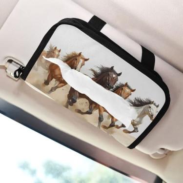 Imagem de SEHANY Suporte de lenços de carro Majestic Horse, caixa de lenços para carro, viseira solar, porta-guardanapos retangular, dispensador de máscara de carro, caixa de lenços de papel para automóveis