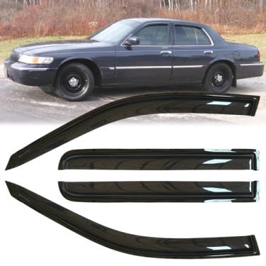 Imagem de 4 peças de defletores de vento de janela para 92-11 Mercury Grand Marquis, 03 Marauder 98-11 Ford Crown Vic short traseiro, protetores de chuva, viseiras de janela bonitas para carros, defletor de